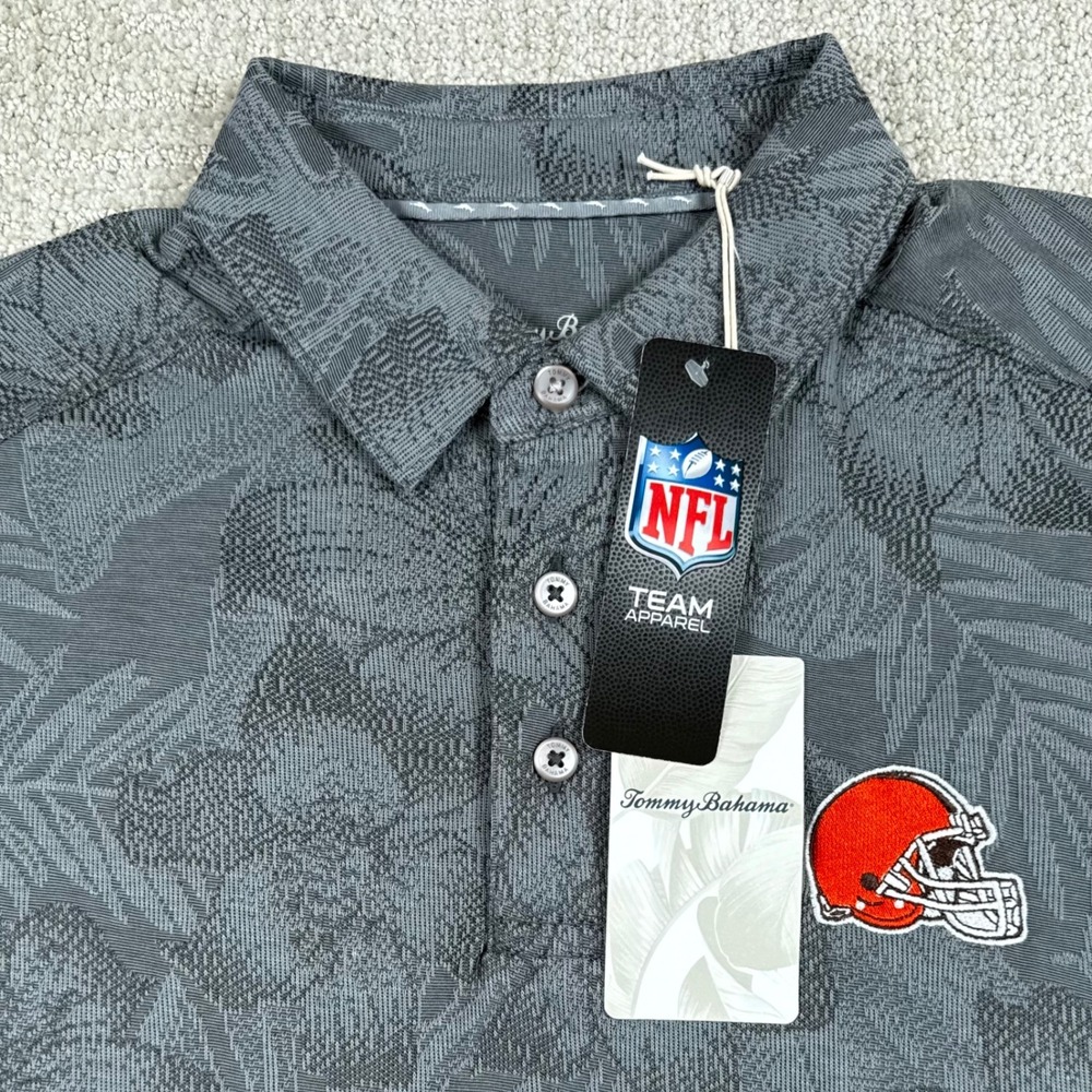 NEW Tommy Bahama Mens Medium Cleveland Browns Tropical Floral IslandZone Polo